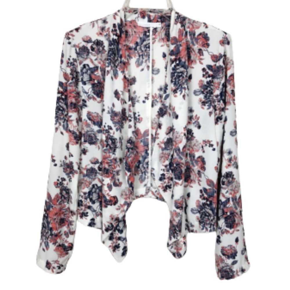 LUSH floral print kimono open front cover top sz M